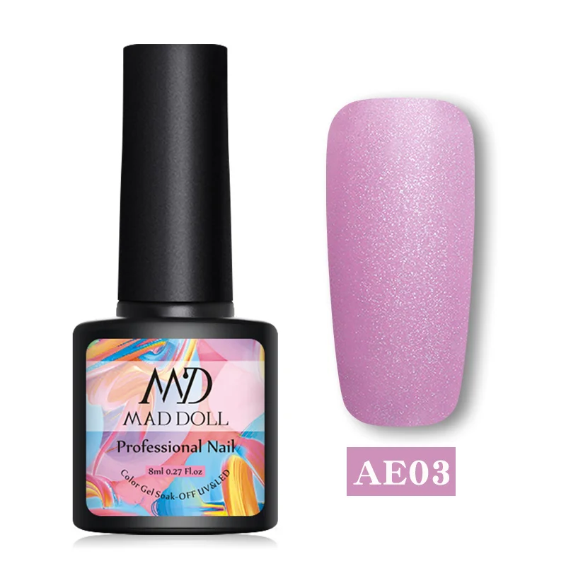 AE03 Mad Doll, 8 мл, блеск для ногтей, УФ-гель, голографический лак, блеск, УФ-гель, блестки, впитывается, УФ-гель, лак для ногтей, цветной, Гель-лак для ногтей, сделай сам - Цвет: AE03