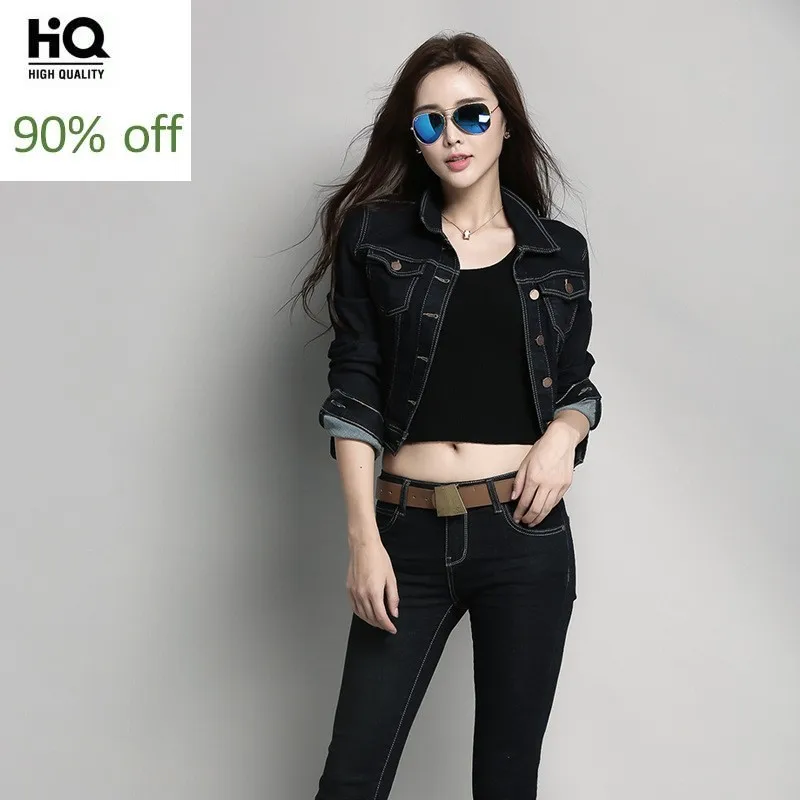 

Casual Sportswear Women Two Piece Set Personality Solid Color Straight Jeans + Single Breasted Short Style Denim Coats Jackets
