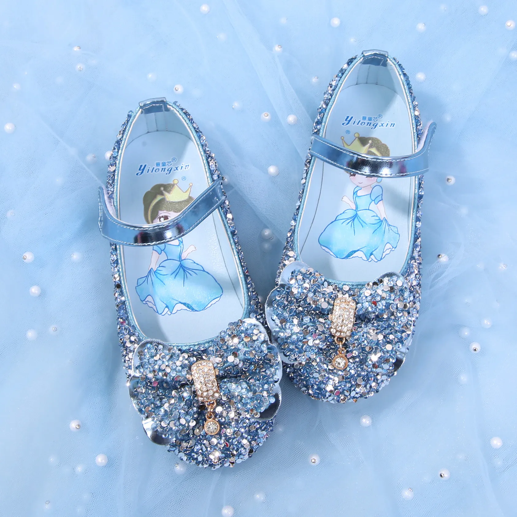 

Girls' Single Shoes Princess Shoes Ice and Snow Alsa Crystal Shoes Little Girls' Flat Shoes Children's Soft Shoes