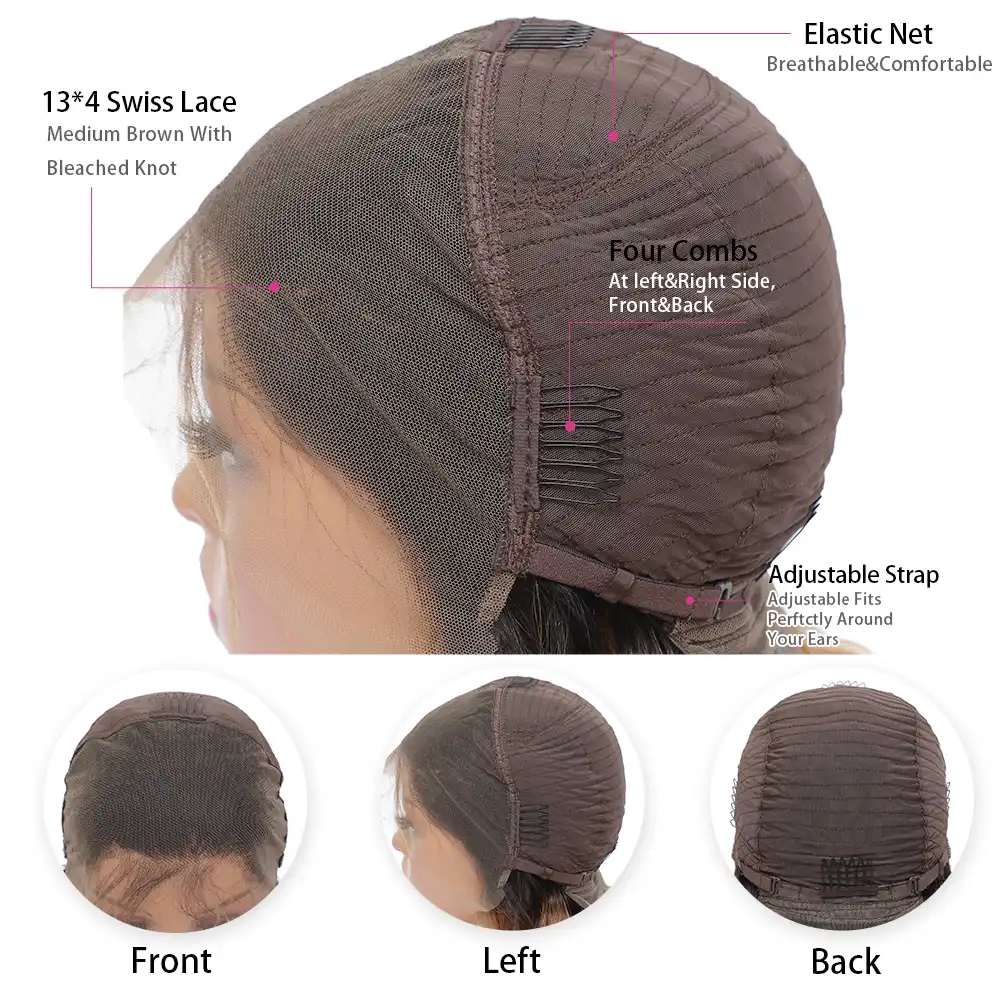 Короткие парики Ali Coco 1B 27 из человеческих волос на сетке спереди Wigs13x4 медовые