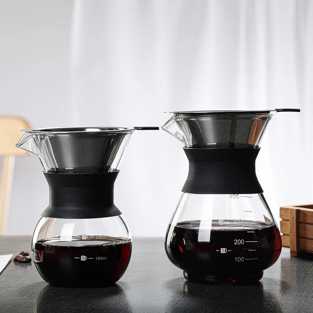 Heat-Resistant Glass Coffee Maker With Stainless Steel Filter