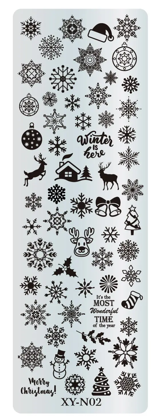 1 шт шаблон для штамповки ногтей снежинки кленовый лист Одуванчик кошка животные DIY Дизайн ногтей Маникюр изображения пластины трафарет Инструменты - Цвет: XY-N02