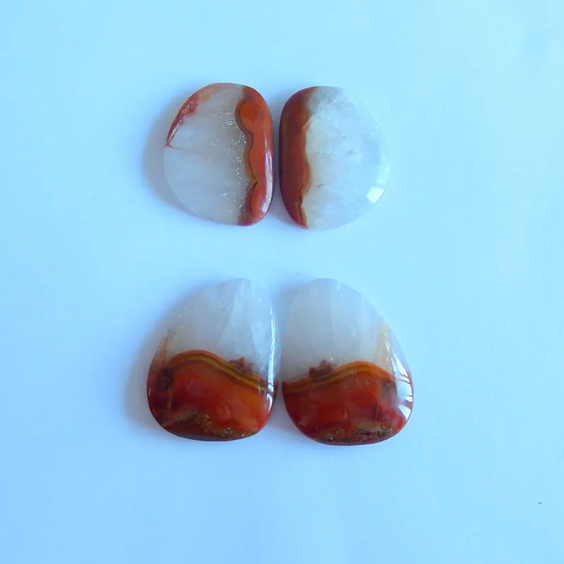 2 пары натуральный Zhanguo красный агат gemstonem модные серьги Кабошон Пары, 27x20x6 мм, 25x18x5 мм, 17,9 г