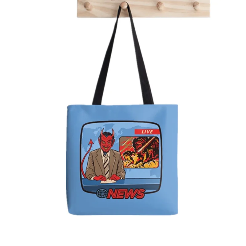 2021 Shopper Uneven cats Cartoons printed Tote Bag women Harajuku shopper handbag girl Shoulder shopping bag Lady Canvas Bag