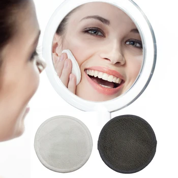 

12pcs Makeup Remover Pad Lips Nail Art Wipes Practical Round Mascara Reusable Double Layer Washable Bamboo Fiber Facial Cleaner