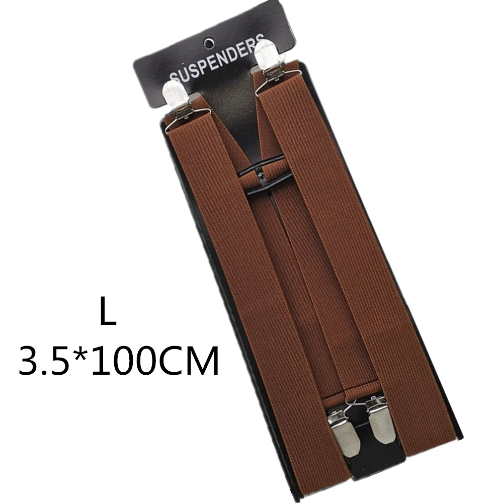 Brown-100cm Дизайн, одноцветные подтяжки унисекс для взрослых, подтяжки для мужчин, 3 размера плюс, женские подтяжки, регулируемые эластичные детские подтяжки с h-образной спинкой - Цвет: Brown-100cm