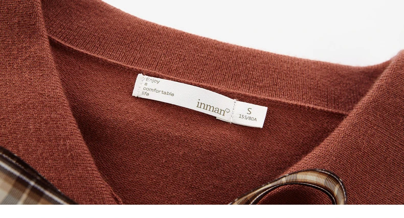 INMAN Autumn Winter New Arrival Retro Style Plaid Pattern Bow Tie Knot Young Women Lady Dress