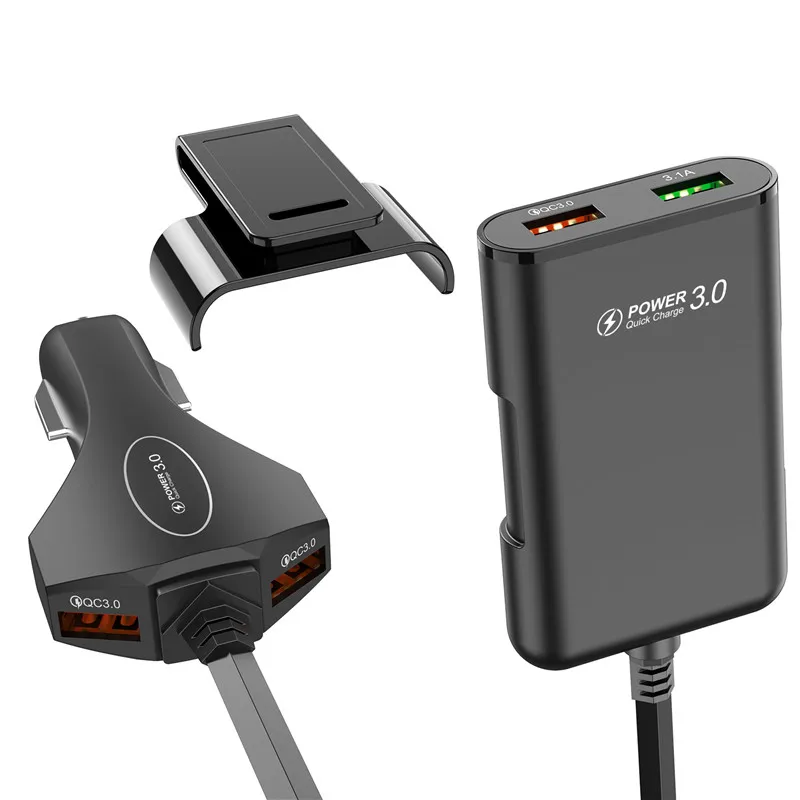 USLION, мульти USB, 4 порта, QC 3,0, автомобильное зарядное устройство, быстрая зарядка, телефон, быстрая зарядка, передний задний сиденье, зажим, зарядный адаптер, портативная вилка для iPhone - Тип штекера: 1PC