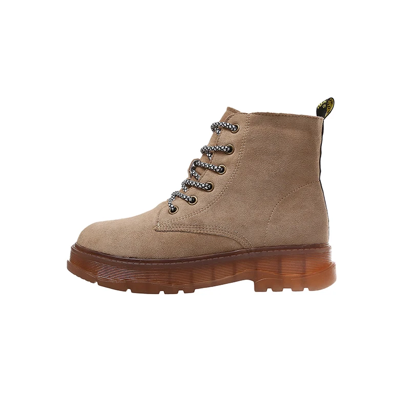 khaki flock Зимние Ботинки martin; Женские рабочие ботинки; женская зимняя обувь; коллекция года; женские модные Нескользящие водонепроницаемые ботильоны для женщин - Цвет: khaki flock
