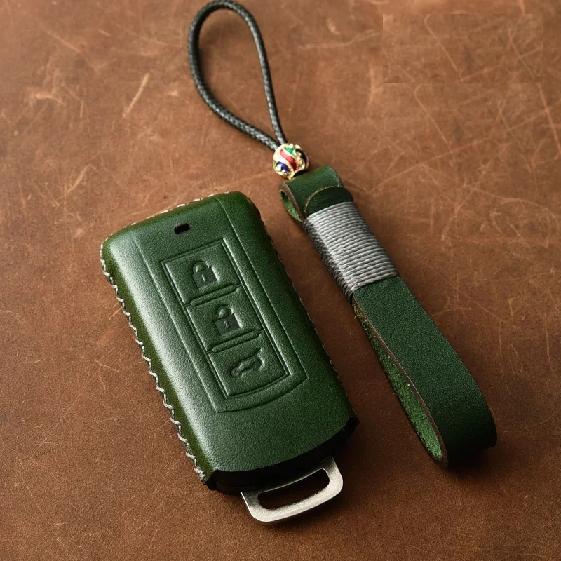 Чехол для ключей из натуральной кожи с дистанционным управлением для Mitsubishi Outlander, Lancer 10 Pajero Sport EX ASX Colt Grandis L200 Smart Key