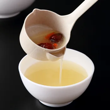 Filtro olio Cucchiaio Cucina Olio Zuppa Separatore Paglia di grano Manico lungo Cucchiaio da zuppa Colino Colino Cucina Mestolo da cucina Stoviglie 1