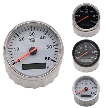 

6KRPM Tachometer Marine Tacho Gauge Meter LCD Hourmeter 12V/24V Boat Tachometer Gauge Tacho Meter Waterproof 85M Gauge 6000 RPM