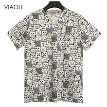 Cheap Cotton medical uniforms printed nurse uniforms women's scrub top v neck shirt surgical doctor clothing workwear nurse uniform Cheap Cotton medical uniforms printed nurse uniforms women's scrub top v neck shirt surgical doctor clothing workwear nurse uniform