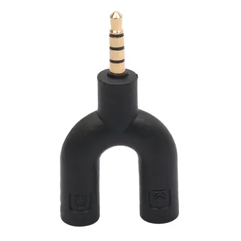 

Portable Size U Shape 3.5mm Stereo Audio Male to 2 Female Headphone/Mic U Splitter Cable Adapter Converter