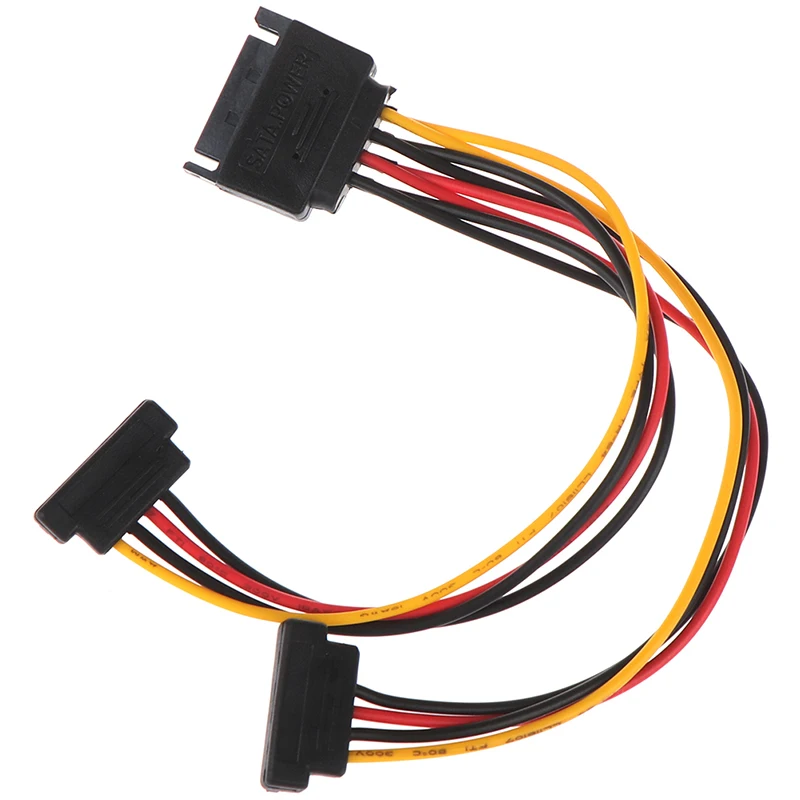 

High Quality 1PCS 90 degree SATA 15-Pin Male to 2 x 15P Female Y Splitter Adapter Power Cable