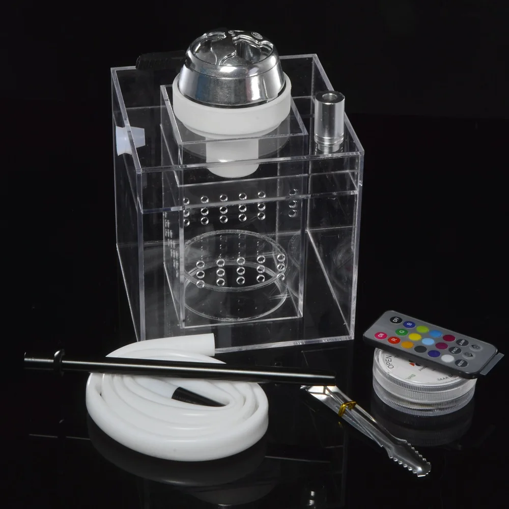 Новая акриловая трубка для кальяна набор кальян со светодиодный светильник Sheesha