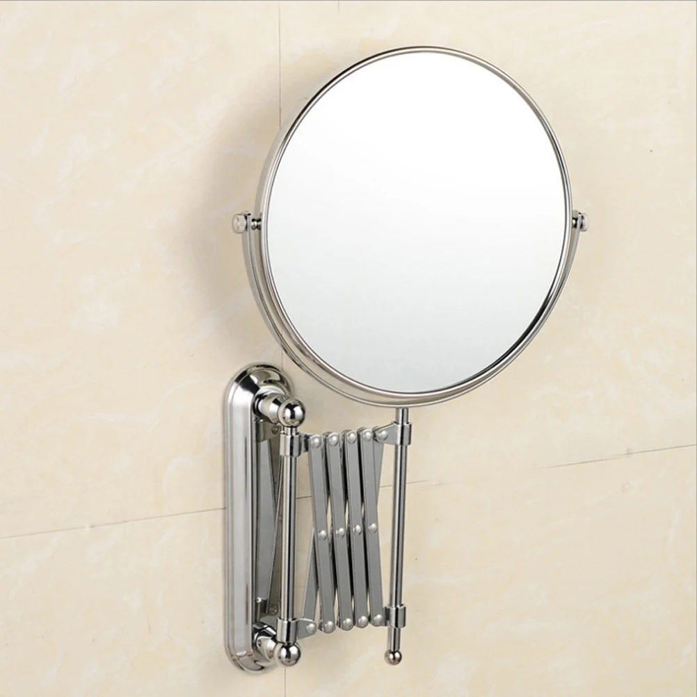 6 Inch 3X Magnifying Round Wall Mirror Two-Sided Retractable Bathroom Mirror 360 Degree Swivel Makeup Mirror For Home Travel
