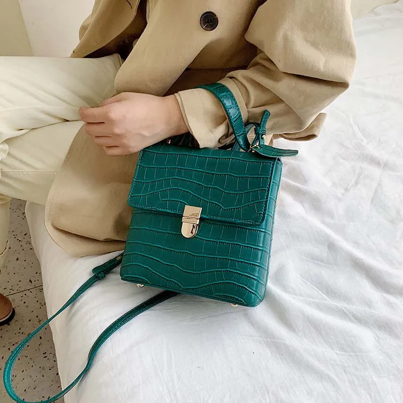 

Solid Color Stone Pattern Pu Leather Crossbody Bags For Women 2019 Lady Totes Female Shoulder Messenger Bag Handbags