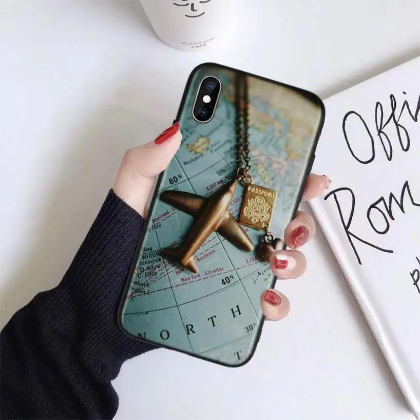 Карта мира план путешествий Чехол для Apple iphone 11 Pro XR XS Max X 7 8 6 6S Plus 5 5S SE Черный силиконовый чехол для телефона