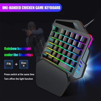 

35 Keys USB Numeric Keypad Keyboard Wired Left One Handed ABS Accessories Non Slip LED Backlight Game Portable Mini
