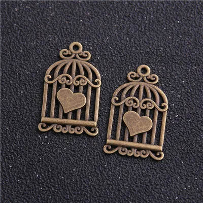 Antique Bronze 10 шт. 19*32 мм 4 цвета сердце клетка Подвески для самостоятельного изготовления ювелирных изделий ручной работы клетка кулон подвески - Окраска металла: Antique Bronze
