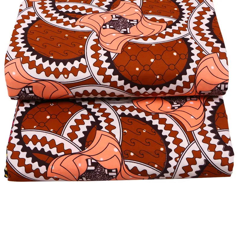 Воск ткань коричневый принт Новая мода ткань Африканская Нигерия Анкара голландский воск 6 ярдов