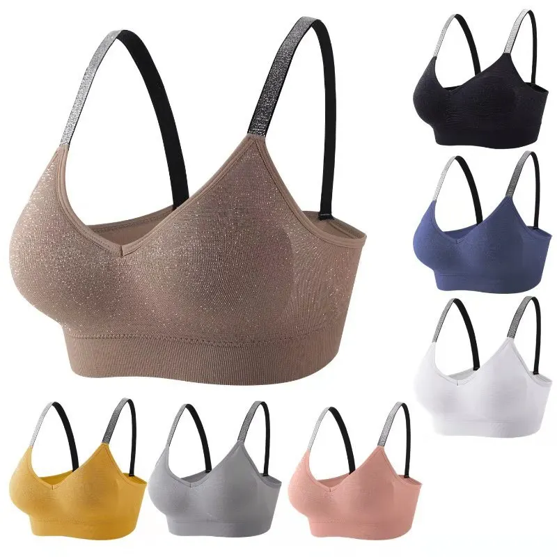 Women Fitness Tops Padded Yoga-Bra Gym-Crop-Top Seamless Push-Up Solid Quick-Dry