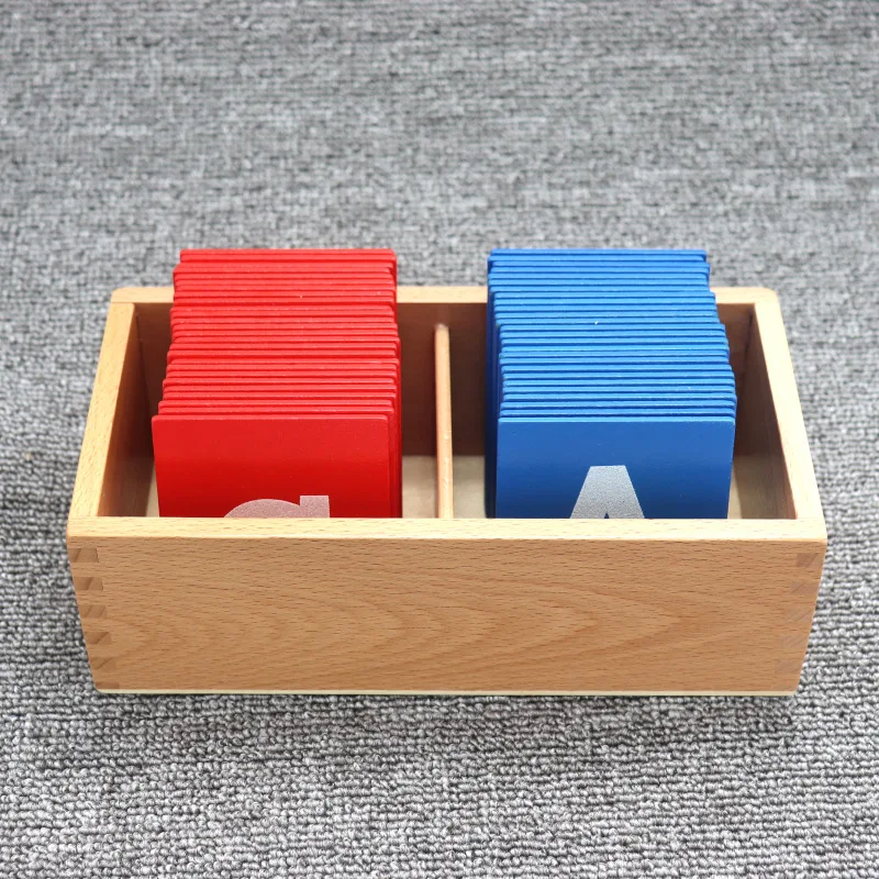 

Montessori Kindergarten Early Educational Teaching Aid Red And Blue Sand Lettered Version Uppercase Lowercase English Lettered 3