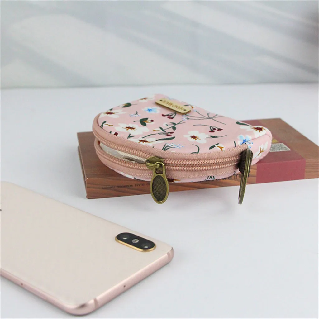 Aelicy сумки для женщин девушки цветок кошелек с рисунком дамы холст кошелек изменить мешочек для ключей молния Cluth сумка