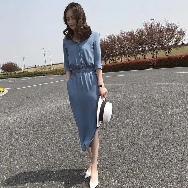Шифоновое платье летнее пляжное платье Harajuku женское платье-рубашка Vestidos плюс размер AE875
