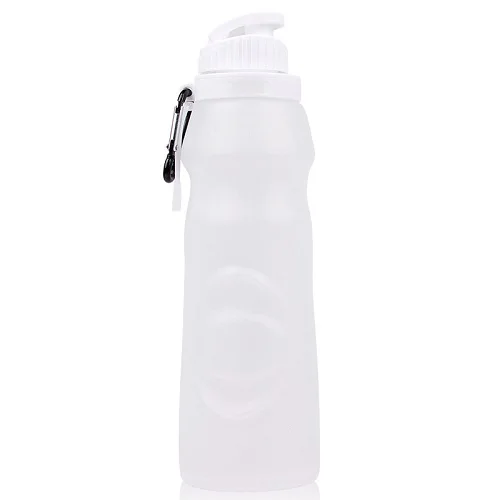 550 мл бутылка для воды для спорта на открытом воздухе Складная Экологически чистая силиконовая бутылка для воды дорожная портативная бутылка для воды герметичная - Цвет: Transparent color