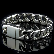 15 мм широкий полированный браслет для мужчин крутая цепочка из нержавеющей стали мужские браслеты ювелирные аксессуары браслет 8,66"