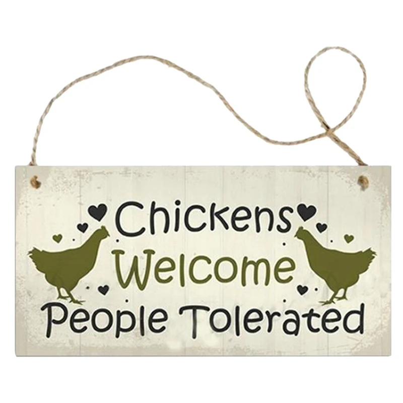 1pcs Wood Chicken Coop Hanging Plates Chicken Signs Letter Print Gift Home As Picture Decor Square Plaque Chicken Hen Sign
