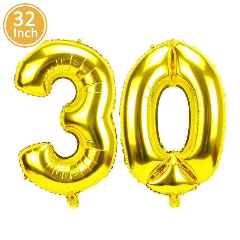 Lincaier 32 дюйма 62 см 30 день рождения воздушные шары счастливые 30 лет вечерние украшения для мужчин и женщин - Цвет: gold 32inch 30