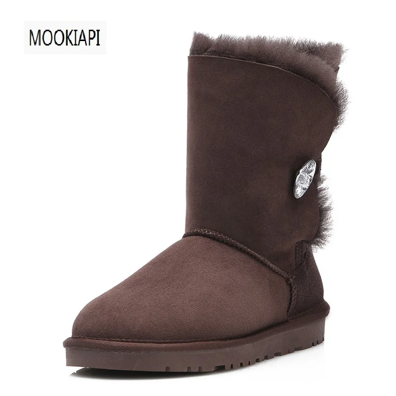 

The latest high-quality women's snow boots in Europe in 2019, real sheepskin, natural wool, women's boots in the middle tube, fi