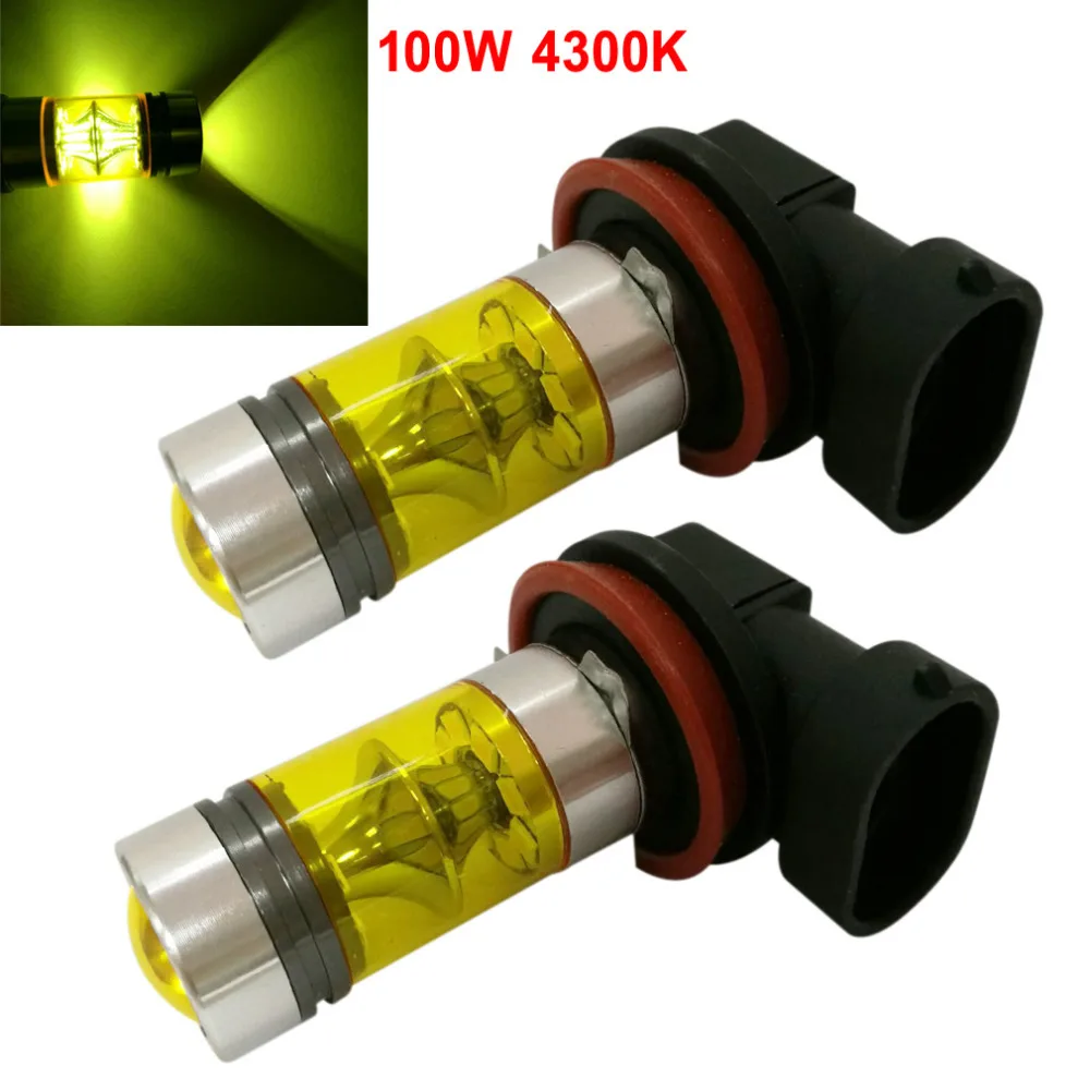2 шт. H11 H8 Противотуманные фары Дневные Фары Светильник s 12 V-24 V 4300K светодиодные лампы высокой Мощность лампа 20SMD дневные ходовые автоматические светодиоды лампы желтые лампы Автомобильный светильник