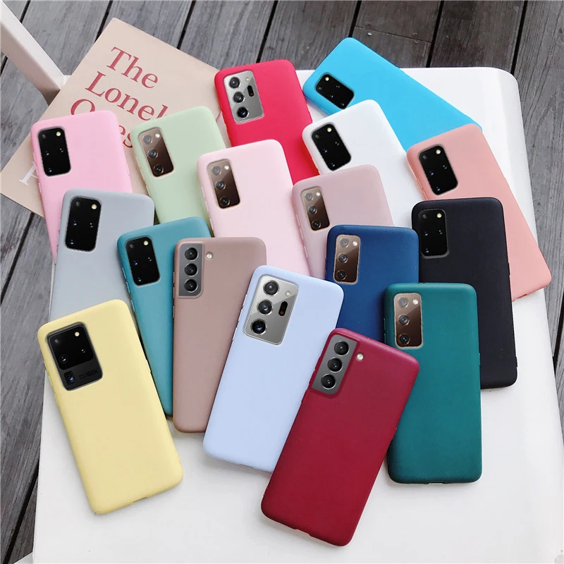 Candy Color Silicone Phone Case For Samsung Galaxy S Fe Fan Edition 5g S21 S Plus Note Ultra Matte Soft Back Cover Cases Phone Case Covers Aliexpress
