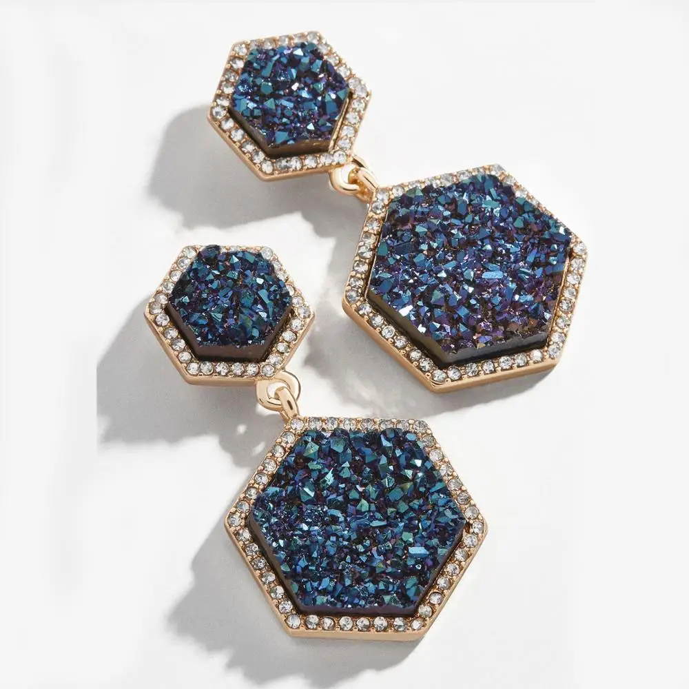 BA Модные CZ Ashara Druzy Висячие серьги для женщин массивные Кристальные геометрические висячие серьги Рождественский подарок ювелирные изделия - Окраска металла: 3