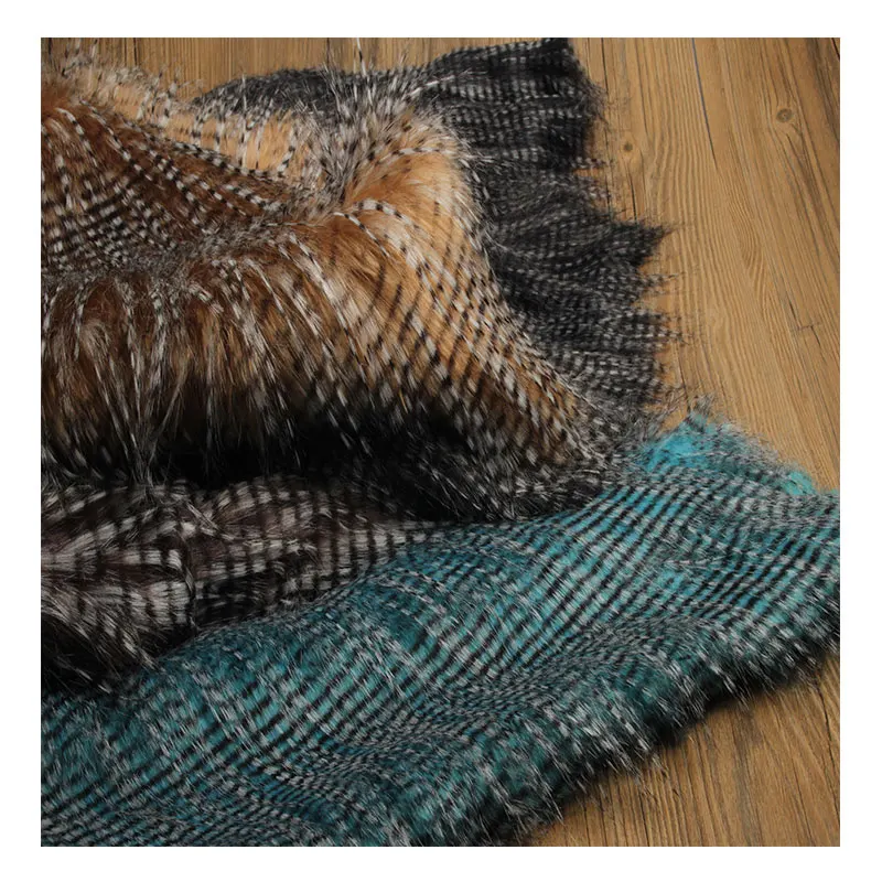 Жаккардовая ткань из искусственного плюша с перьями павлина лисы для пальто