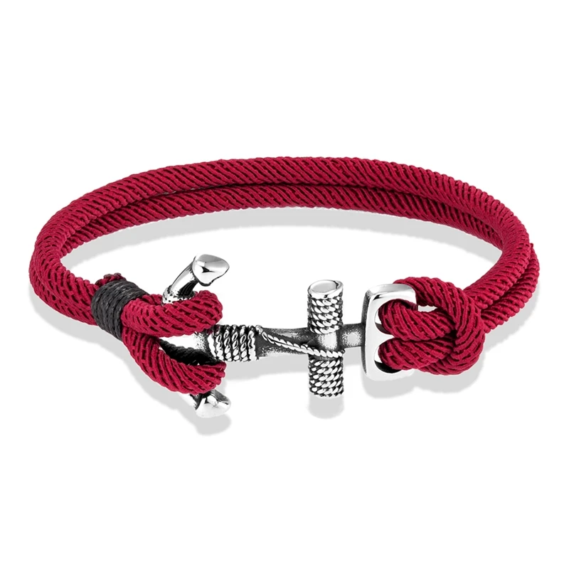 Bracelet Jewelry Waterproof Anchor Bracelets Men Double Strand Nautical Survival Rope Bracelet for Women Stainless Steel Navy Sport Buckle