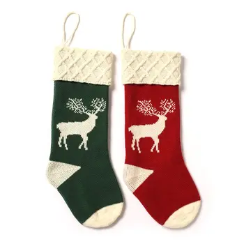 

Christmas Decoration Knit Elk Stockings Sock Candy Gift Bag Xmas Tree Ornaments
