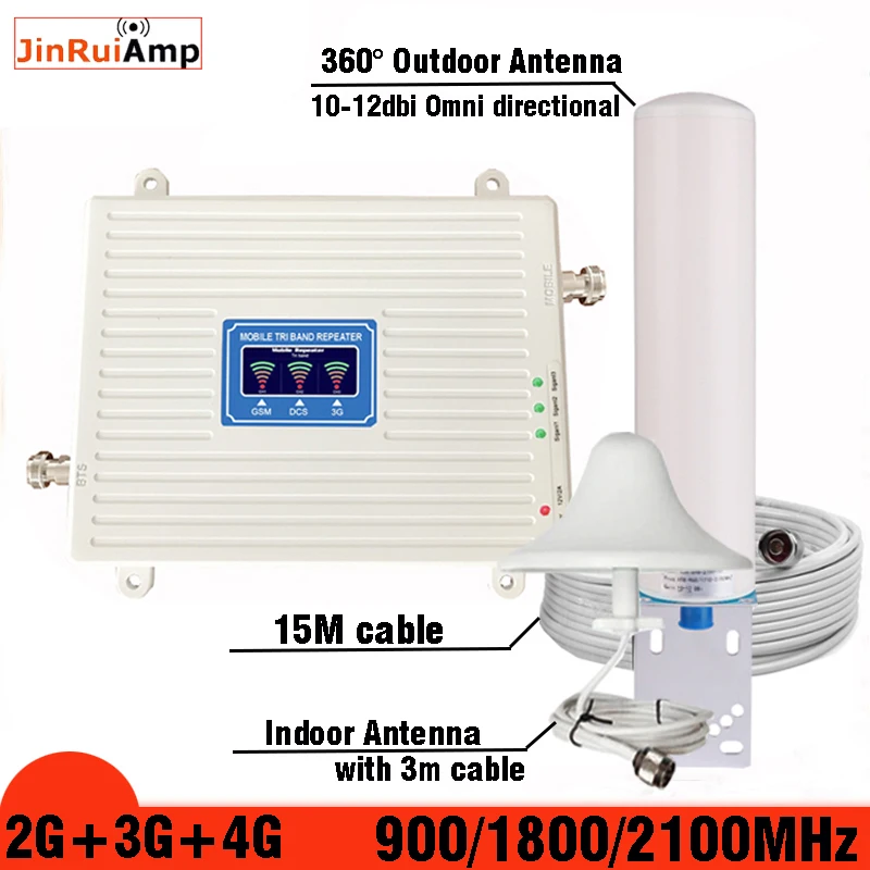 

Mobile Amplifier tri band repeater 900 1800 2100 GSM repeater DCS WCDMA 2G 3G 4G repeater LTE cellular Signal Booster