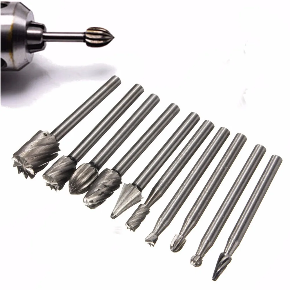 

10Pcs/Lot Shank Milling Cutter Rotary Tool Tungsten Carbide Burr Drill Bit Cutting Edge Head for Metal Woodworking Carving Tool