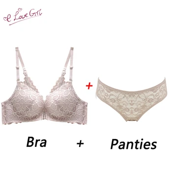 

Elovegirl Female Fashion New Products Gather to Push up Ladies Bra Set Sexy Deep V Front Buckle Lace Underwear Set