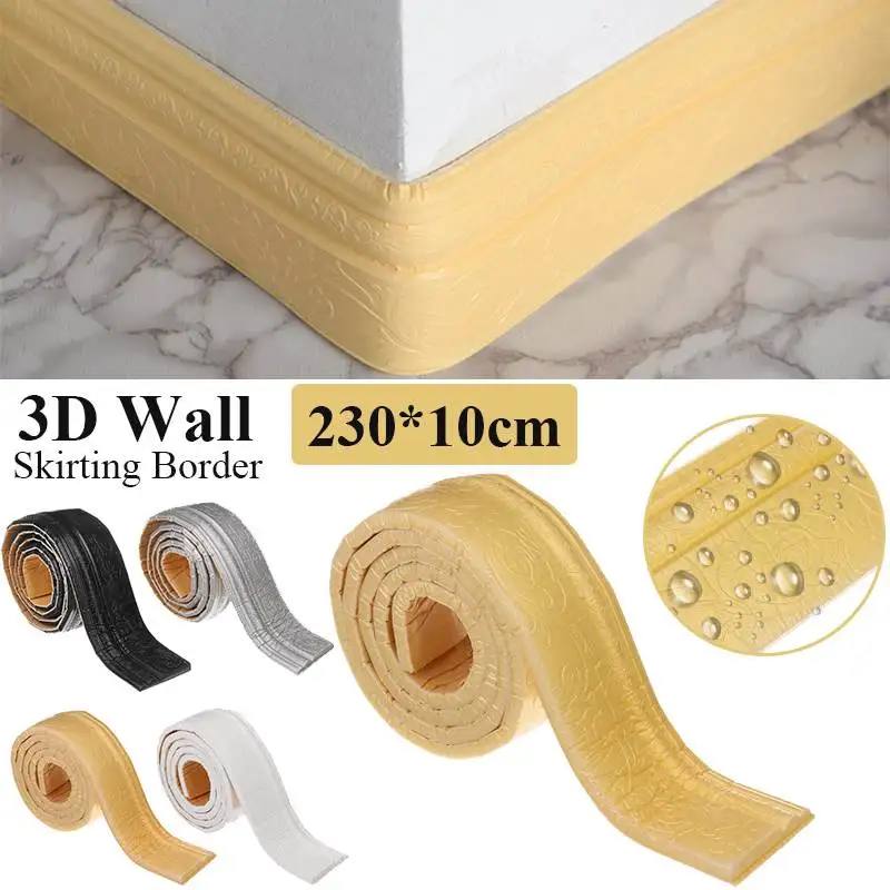 230cm Waterproof Self-sticking 3D Wall Border Home Wall Decor Removable Sticker