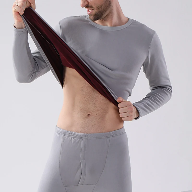 

Pajamas Mens Winter Warm Thick Long Johns Nightgown Tops And Pants Set Slim Male Underwear