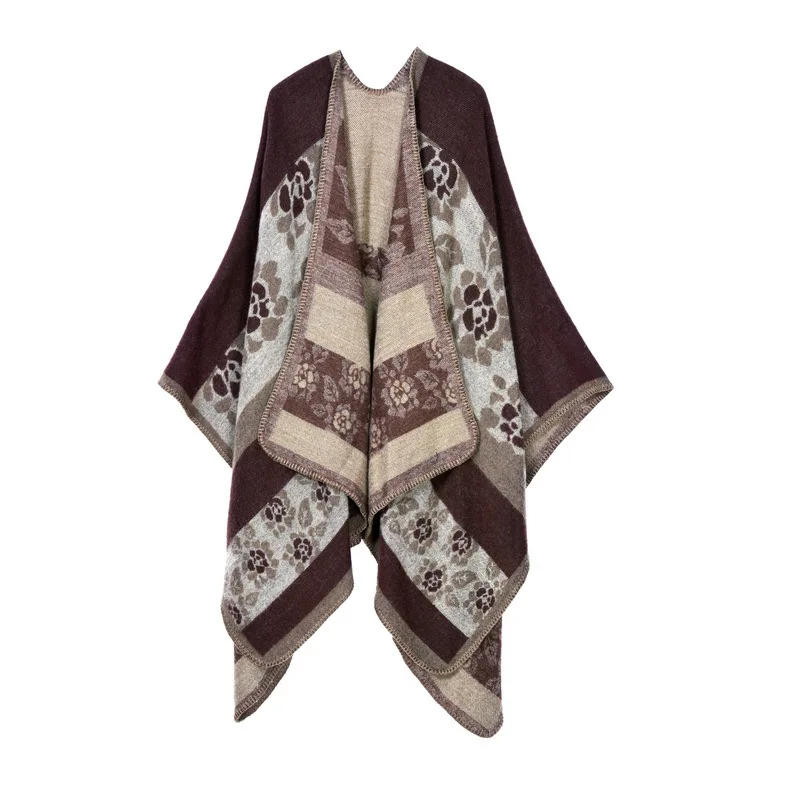 Модная зимняя тёплaя клeтчaтaя пончо и Накидки для Для женщин негабаритных одеяло шарф платки кашемировый шарф из пашмины женский пончо mujer