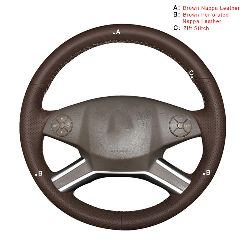 Авто оплетка на руль для Mercedes Benz M-Class 2009-2011 R-Class 2010- GL-Class 2010 DIY чехлы на колеса автомобиля - Название цвета: Top Layer Leather