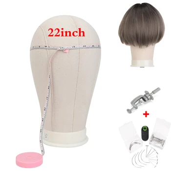 

22'' Training Mannequin Head Canvas Block Head Display Styling Mannequin Manikin Head Wig Stand Mannequin Head Wig Display