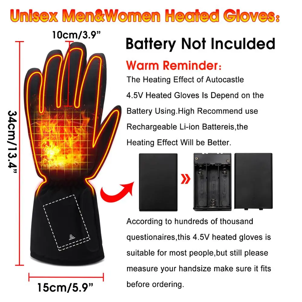 Winter Heated Gloves for Men and Women Hand Warmer Thermal Heating Gloves Water-resistant for Winter Outdoor Indoor Activites